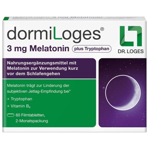 DORMILOGES 3 mg Melatonin plus Tryptophan Filmtab. Produktbild