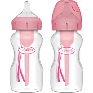 Dr Brown WideNeck Options+ nappflaska 270 ml Pink 2-pack produkt bild