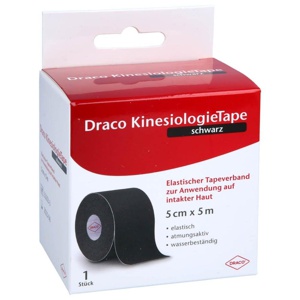 Draco KinesiologieTape schwarz 5 cm x 5 m 1 St Verband Produktbild