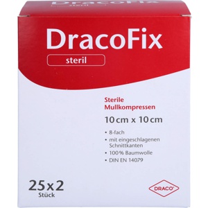 DRACOFIX PEEL Kompressen 10x10 cm steril 8fach Produktbild