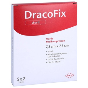 DRACOFIX PEEL Kompressen 7,5x7,5 cm steril 8fach Produktbild