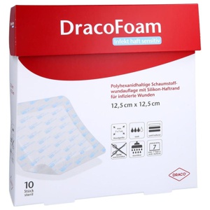 Dracofoam Infekt haft sensitiv Wundauf.12,5x12,5cm, 10 St Verband Produktbild