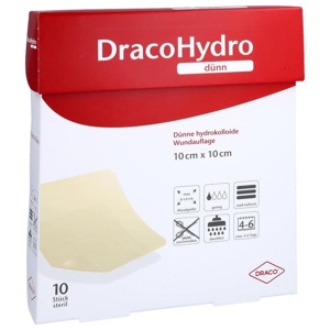DRACOHYDRO dünn Hydrokoll.Wundauflage 10x10 cm Produktbild