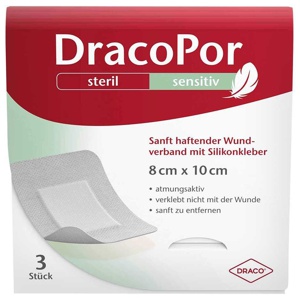 DracoPor steril sensitiv 8 × 10 cm 3 St Verband Produktbild