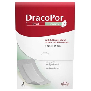DracoPor steril sensitiv 8 × 15 cm 3 St Verband Produktbild