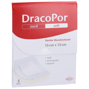 DracoPor steril soft weiß 15 × 15 cm 5 St Pflaster Produktbild
