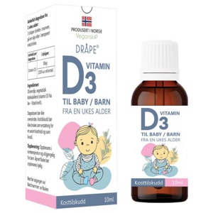 Dråpe vegansk D3-vitamin baby/barn 10 ml produktbilde