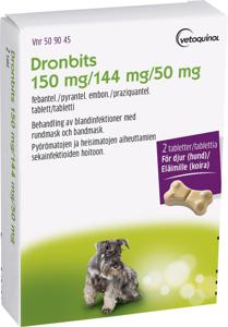 Dronbits tablett 150 mg/144 mg/50 mg 2 st produkt bild