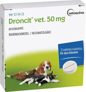 Droncit vet. tablett 50 mg 2 st produkt bild