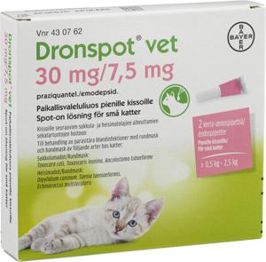 Dronspot vet, spot-on, lösning 30 mg/ 7,5 mg, 2 doser produkt bild