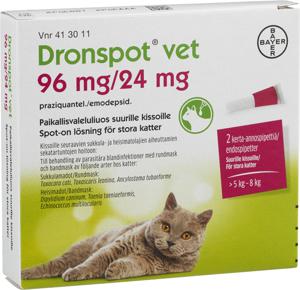 Dronspot vet, spot-on, lösning 96 mg/ 24 mg, 2 doser produkt bild