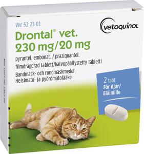 Drontal vet., filmdragerad tablett 230 mg/20 mg, 2 st produkt bild