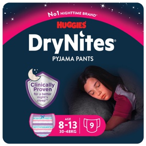 DryNites bleier jente 8-13 år 9 stk produktbilde