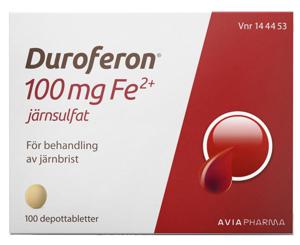 Duroferon, depottablett 100 mg Fe2+ 100 st produkt bild