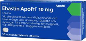 Ebastin Apofri, munsönderfallande tablett 10 mg, 30 st produkt bild