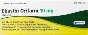 Ebastin Orifarm, filmdragerad tablett 10 mg, 10 st produkt bild