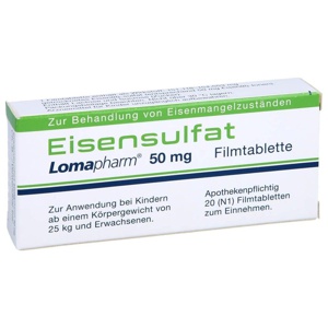 EISENSULFAT Lomapharm 50 mg Filmtabletten Produktbild