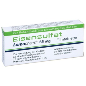 EISENSULFAT Lomapharm 65 mg überzogene Tab. Produktbild