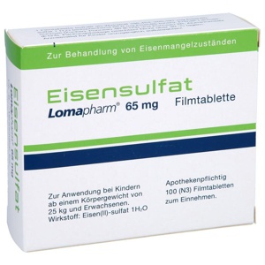 EISENSULFAT Lomapharm 65 mg überzogene Tab. Produktbild