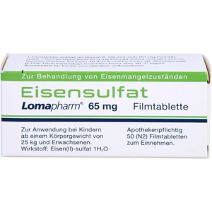 EISENSULFAT Lomapharm 65 mg überzogene Tab. Produktbild