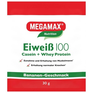Eiweiß 100 Bananen-Geschmack MEGAMAX 30 g Pulver Produktbild