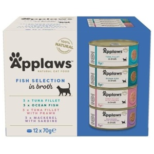 Mixpack: Applaws Adult 12 x 70 g - Fisk i buljong produkt bild
