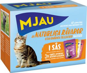 Ekonomipack: Mjau Cat Pouch 48 x 85 g - Mixpack Köttmeny i sås (4 sorter) produkt bild