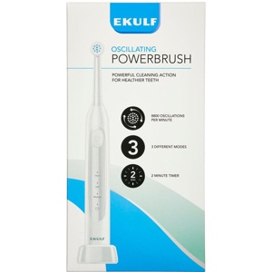Ekulf Powerbrush hvid el-tandbørste produktbillede
