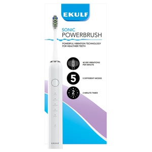 Ekulf Sonic PowerBrush Elektrisk Tandbørste - Hvid - 1 stk. produktbillede