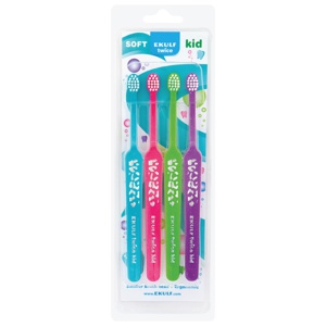 Ekulf Twice Kids Tannbørste Soft, 4 stk. produktbilde
