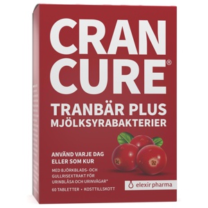 Elexir Cran Cure Tranbär Plus Mjölksyrabakterier 60 tabletter produkt bild
