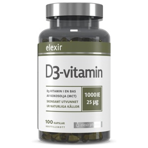 Elexir D3 Vitamin 1000IE 100 kapslar produkt bild