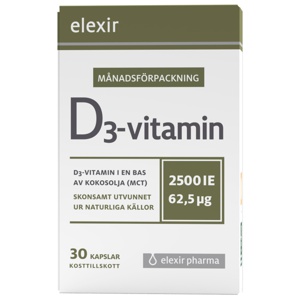 Elexir pharma D3 Vitamin 2500IE, 30 kapslar produkt bild