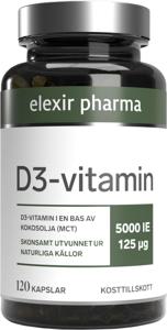 Elexir Pharma D3-Vitamin 5000IE 120 kapslar produkt bild