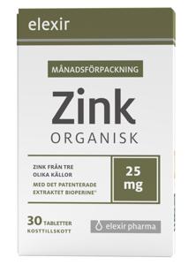 Elexir pharma Zink Organisk, 30 Kapslar produkt bild