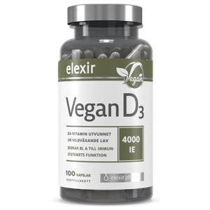 Elexir Pharma D3 Vitamin Vegan 4000IE 100st produkt bild