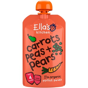 Ella's Kitchen Babymos gulerod, ærter & pære (4 mdr) Ø 120 g produktbillede