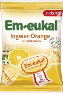 Em-eukal Sockerfri Halstablett Ingefära Apelsin 75g produkt bild