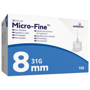 Embecta Micro-Fine Pennekanyler 31G, 8 mm, 100 stk. produktbilde