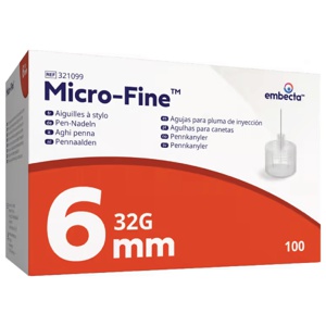 Embecta Micro-Fine Pennekanyler 32G, 6 mm, 100 stk. produktbilde