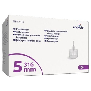 Embecta Penkanyler (31G) 0,25 x 5 mm - 100 stk produktbillede