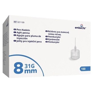 Embecta Penkanyler (31G) 0,25 x 8 mm - 100 stk produktbillede