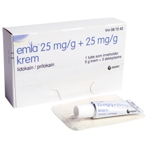 Emla 25 mg/g + 25 mg/g krem 5 g + 3 dekkplastre produktbilde