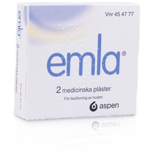 EMLA, medicinskt plåster 25 mg/25 mg Aspen Nordic, 2 st produkt bild