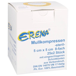 ERENA STERIL Mullkompr.5x5 cm 8fach 25X2 St Produktbild