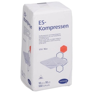 ES-Kompressen unsteril 10x10 cm 16fach, 100 St Kompressen Produktbild