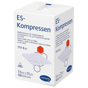 Es-kompressen Unsteril 7,5x7,5 Cm 8fach 100 St Kompressen Produktbild