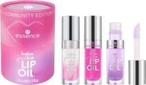 essence hydra kiss LIP OIL trio, Lip Set, Nr. 01, med oljor, Glänsande, daggig, glittrig, acetonfri, vegansk, utan mikroplastpartiklar, glutenfri, 1-pack (12ml) produkt bild