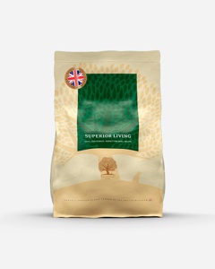Essential Foods Superior Living 2,5 kg Kornfrit hundefoder med små foderpiller produktbillede