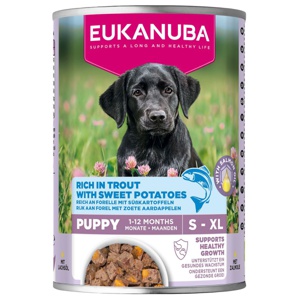 Eukanuba Dog Wet Puppy Trout with Sweet Potatoes Våtfoder till Valp 400 g produkt bild